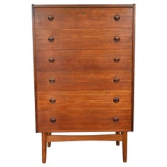 Danish Modern Six Drawer Teak Highboy Dresser
