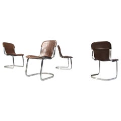 Vintage dining chairs by Willy Rizzo for cidue set of 4, 1970s