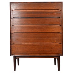 Danish Modern Six Drawer Rosewood Highboy Dresser