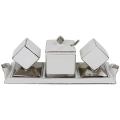 Vintage 1930s Constructivism Condiment Set, Czechoslovakia, 1930s