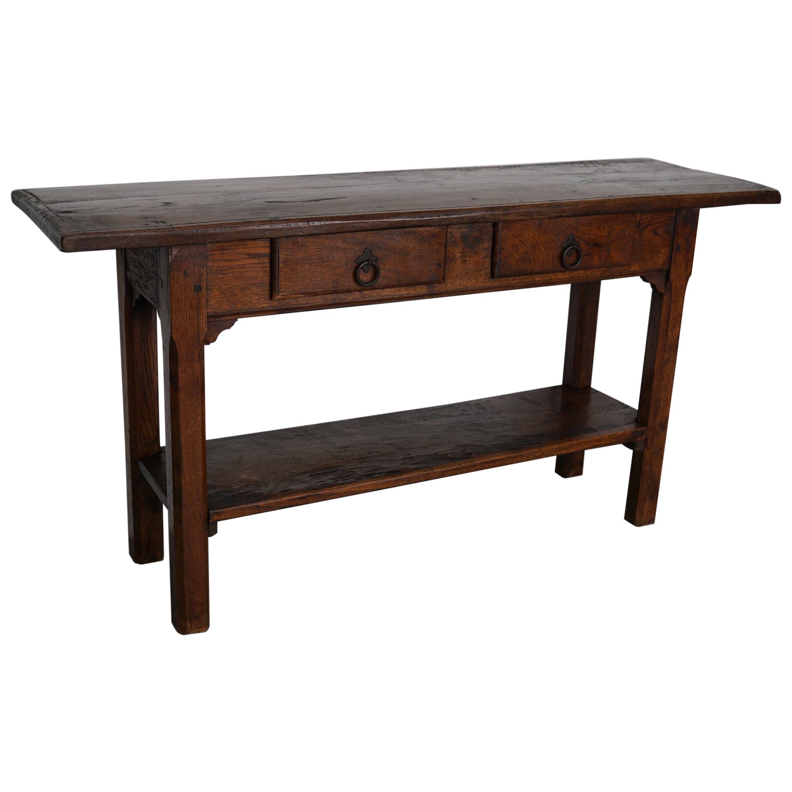Ancienne table d'appoint en chêne de ferme rustique française, 19ème siècle