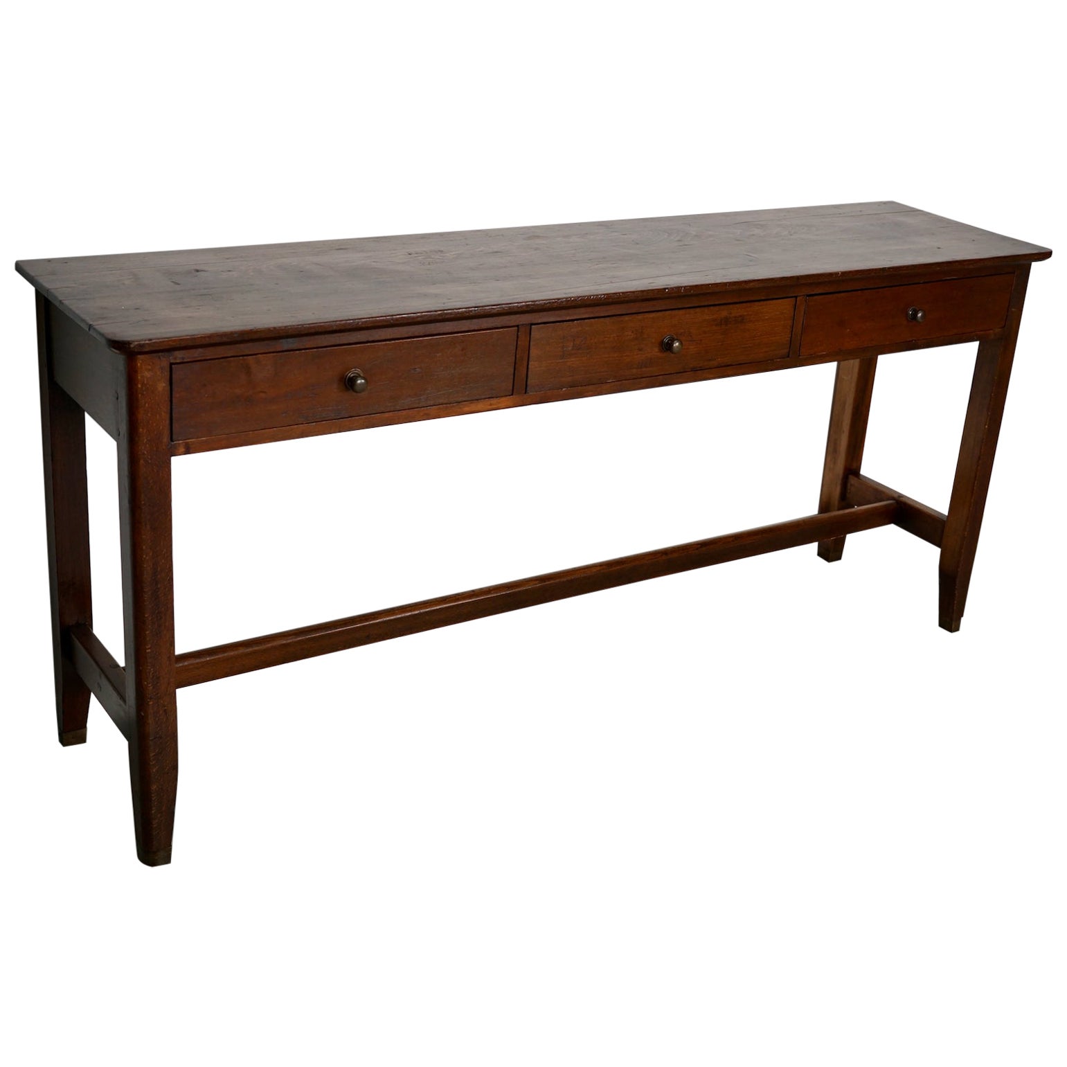 Ancienne table d'appoint française rustique de ferme en orme, début du 20e siècle