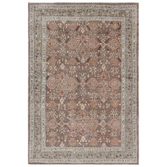 Rug & Kilim’s Oushak Style Rug in Beige-Brown with Floral Patterns