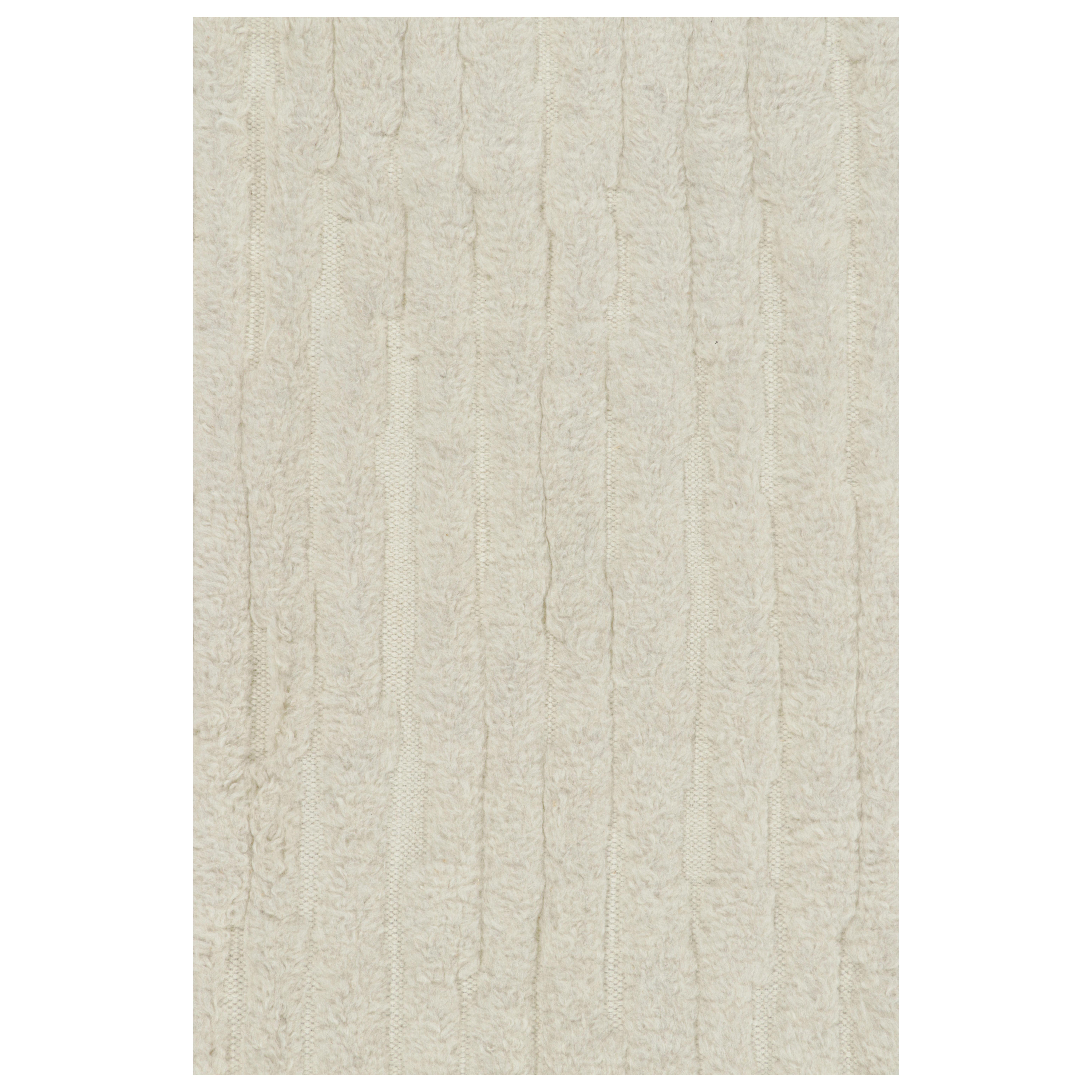 Rug & Kilim’s Contemporary Rug in White with High-Low Stripes