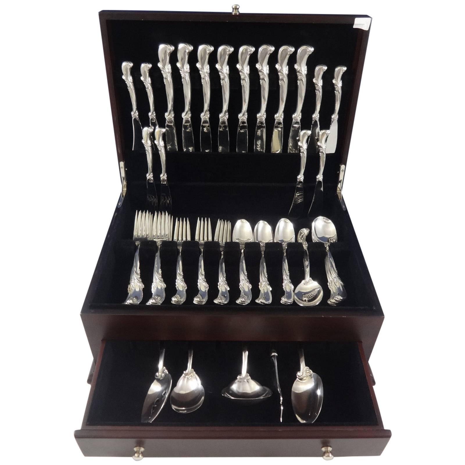Waltz of Spring by Wallace Sterling Silver Flatware Service Set 53 Pieces For Sale