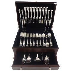 Used Waltz of Spring by Wallace Sterling Silver Flatware Service Set 53 Pieces