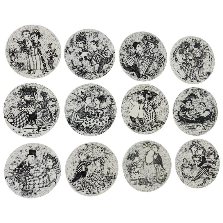 12 Decorative Month Wall Plaques By Bjorn Wiinblad For Nymolle 12 Decorative Month Wall Plaques By Bjorn Wiinblad For Nymolle Denmark 1970s