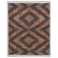 Rug & Kilim’s Modern Rug with Brown Geometric Patterns in High-Low Texture