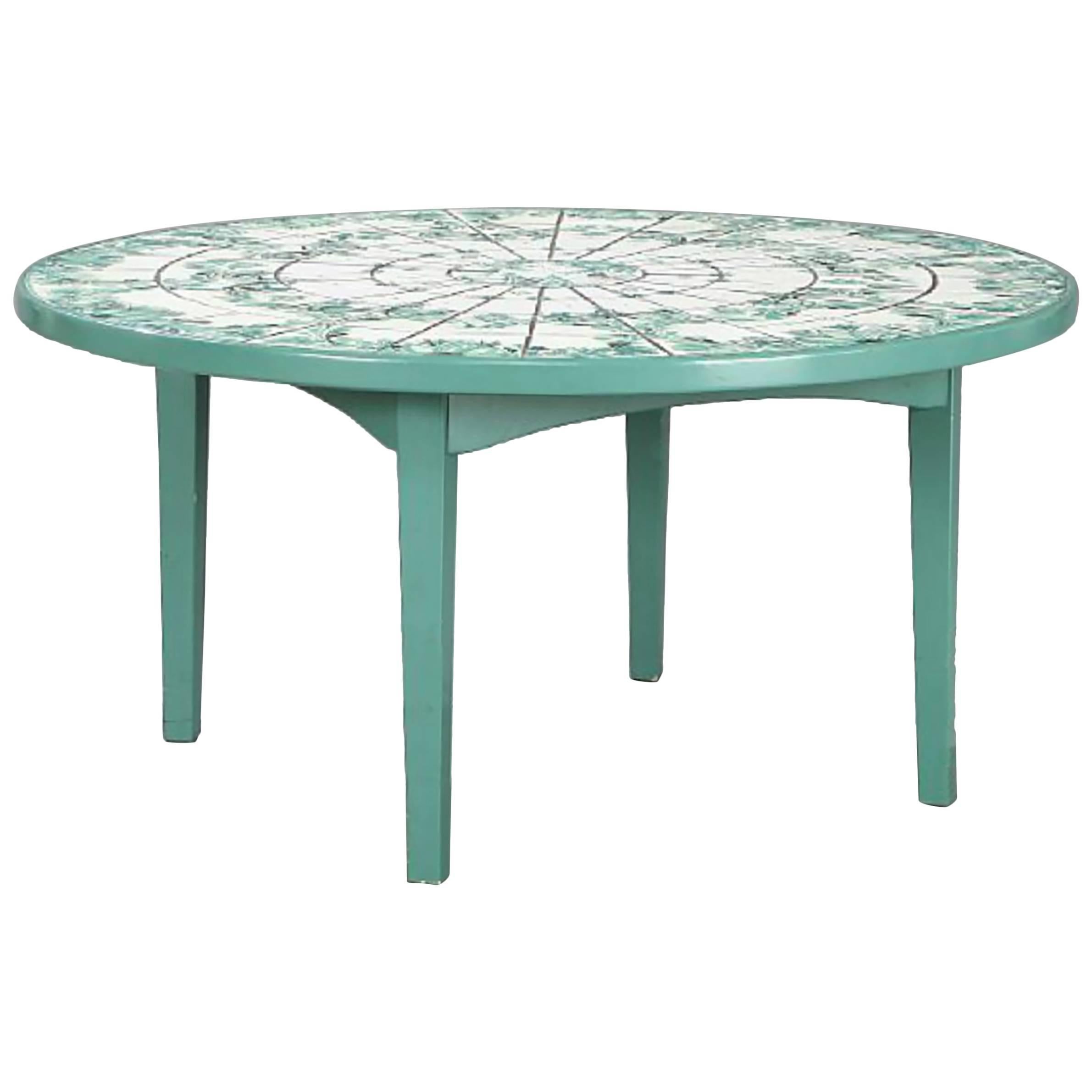 Coffee Table with Ceramic Inlays by Bjorn Wiinblad, Denmark, 1970s For Sale