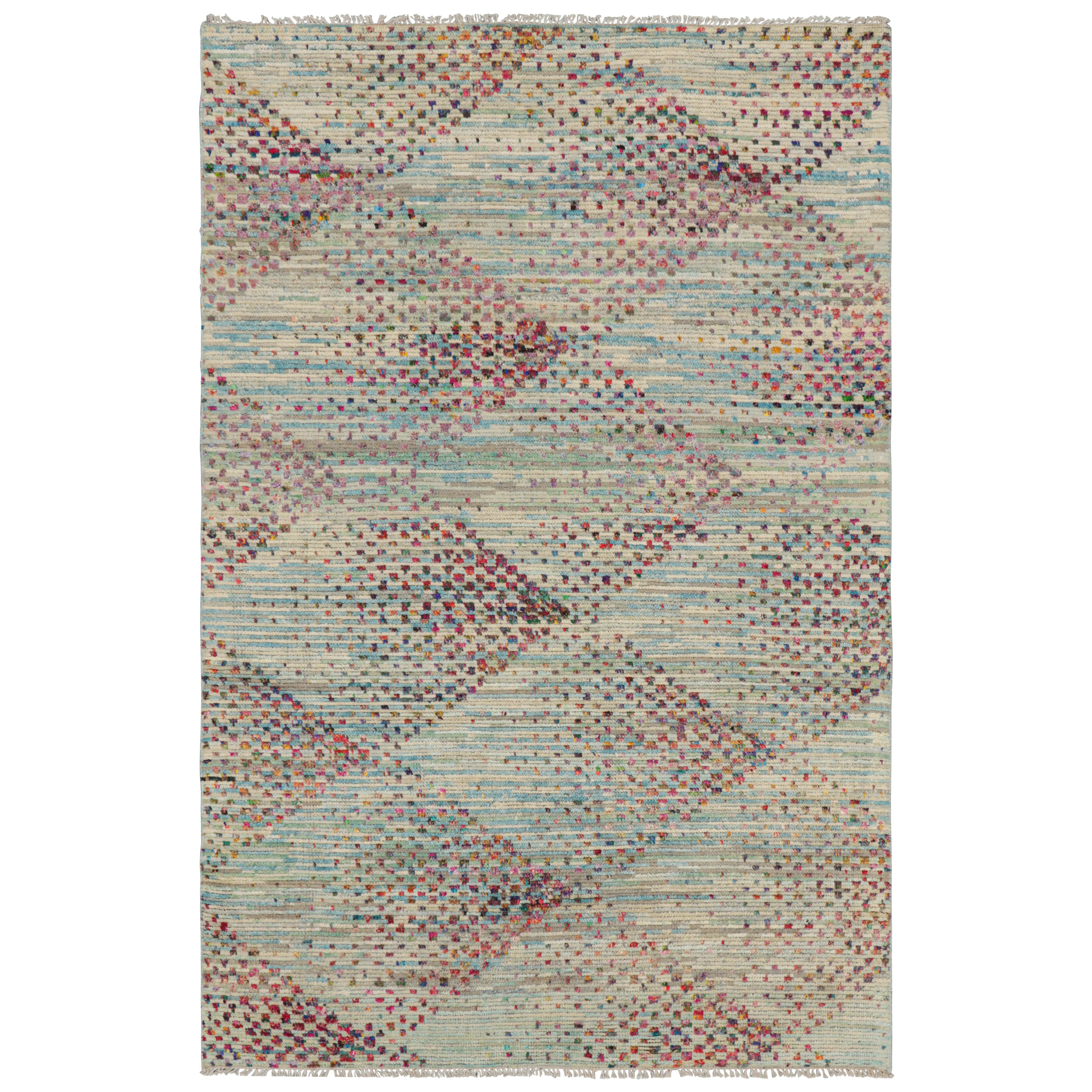 Rug & Kilim’s Modern Rug in Blue and Red Geometric Patterns