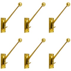Up to Six Wall Hooks by Adolf Loos for Knize, Brass, Austria, 1909