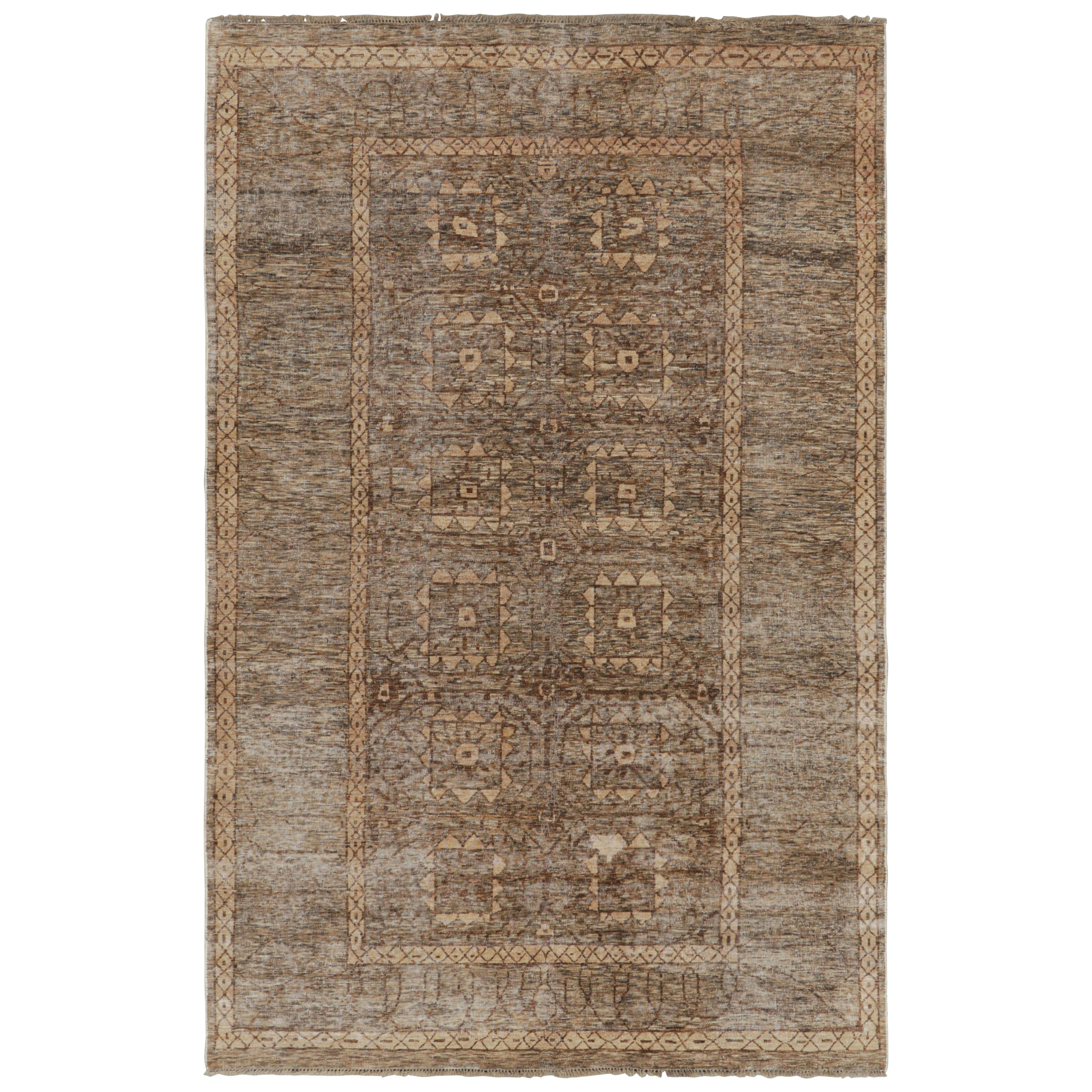 Rug & Kilim’s Tribal Rug in Beige-Brown with Geometric Patterns
