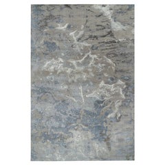 Alfombra Abstracta Sobredimensionada de Rug & Kilim con Motivos Azules y Grises Plateados