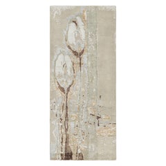 Rug & Kilim’s Abstract Runner Rug in Beige-Brown, Gold and Silver-Gray