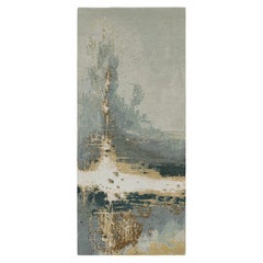 Rug & Kilim’s Abstract Runner Rug in Gray, Gold and Blue Patterns