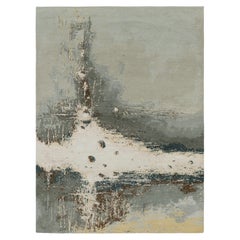 Rug & Kilim’s Abstract Rug in Gray, White and Blue Patterns