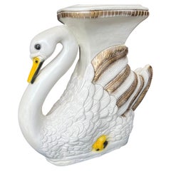 Vintage Swan Garden Stool in White and Gold