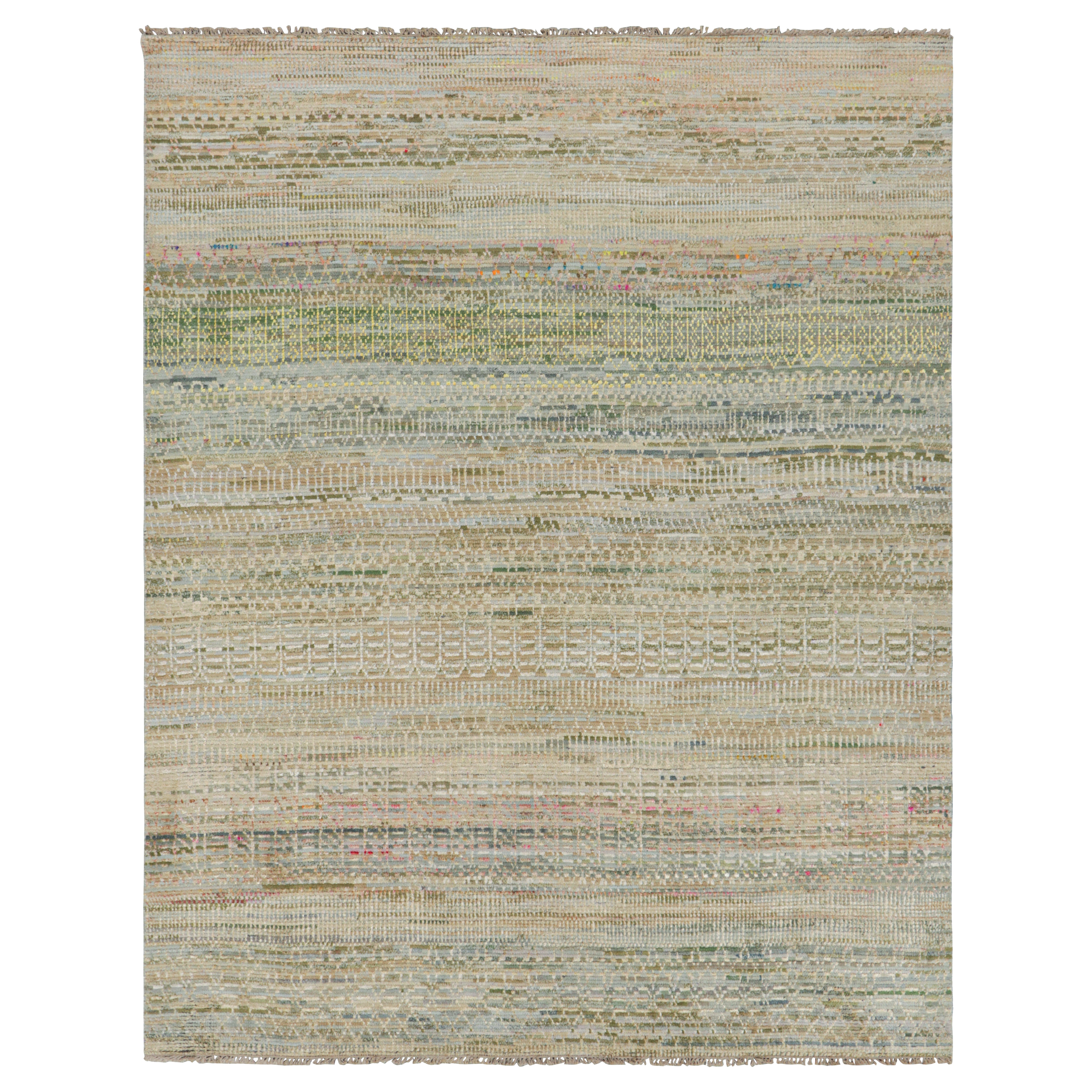 Rug & Kilim’s Contemporary Rug with Polychromatic Stripes and Geometric Patterns