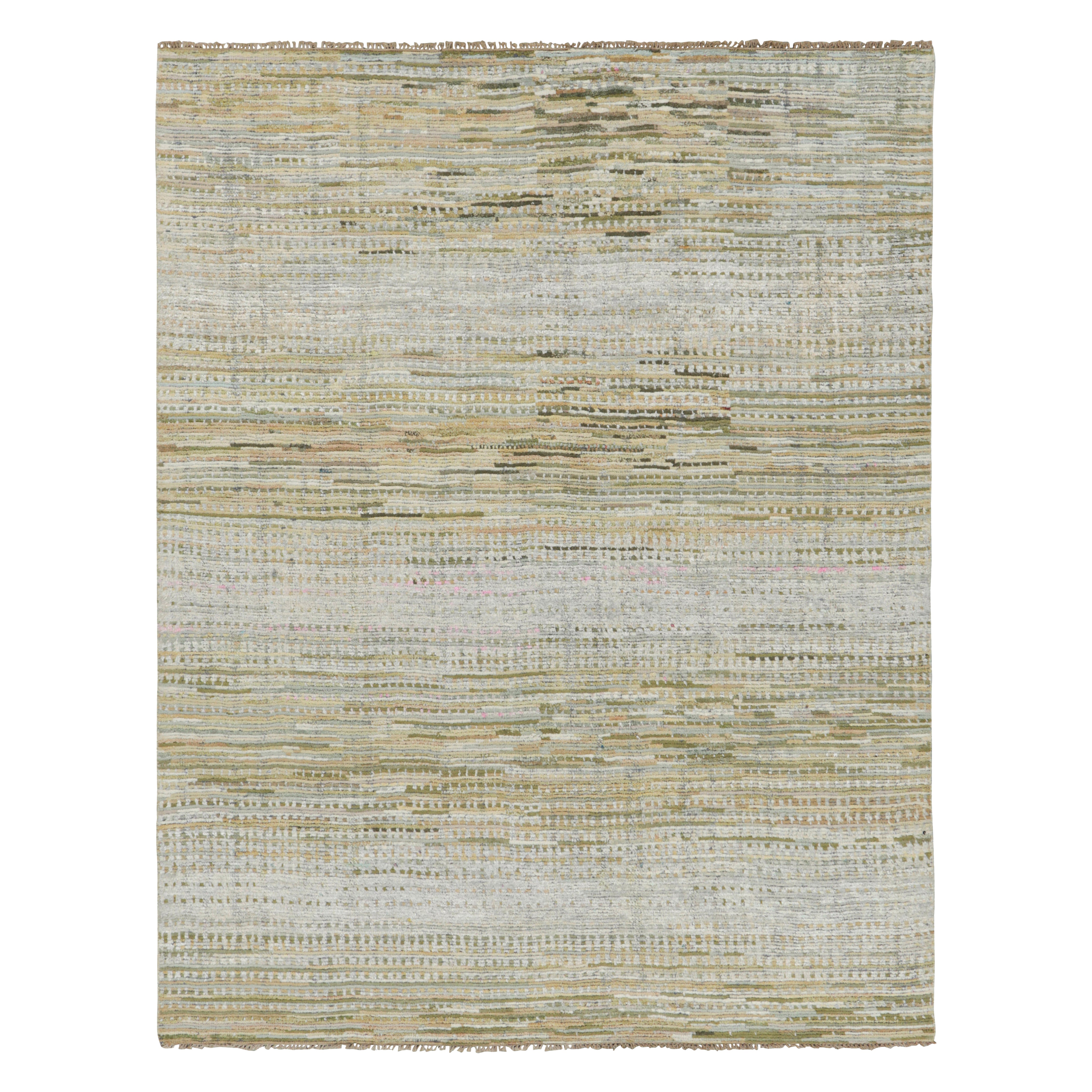Rug & Kilim’s Contemporary Rug with Polychromatic Stripes and Geometric Patterns