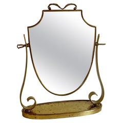 Brass Mirror in the style of Gio Ponti, 1940s