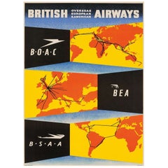 1947 British Airways - Übersee Europäische S. American Original Vintage Poster