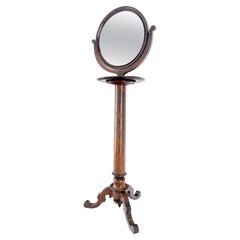 Raffinatissimo specchio da barba a piedistallo singolo con base a treppiede intagliata alto 62" MINT!