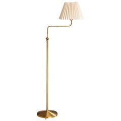 ASEA, Floor Lamp, Brass, Fabric, Sweden, 1940s