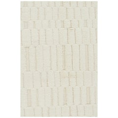 Rug & Kilim’s Contemporary Rug in White with High-Low Geometric Patterns