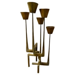 Grand candélabre brutaliste en bronze doré des années 1960 par Manfred Bergmeister