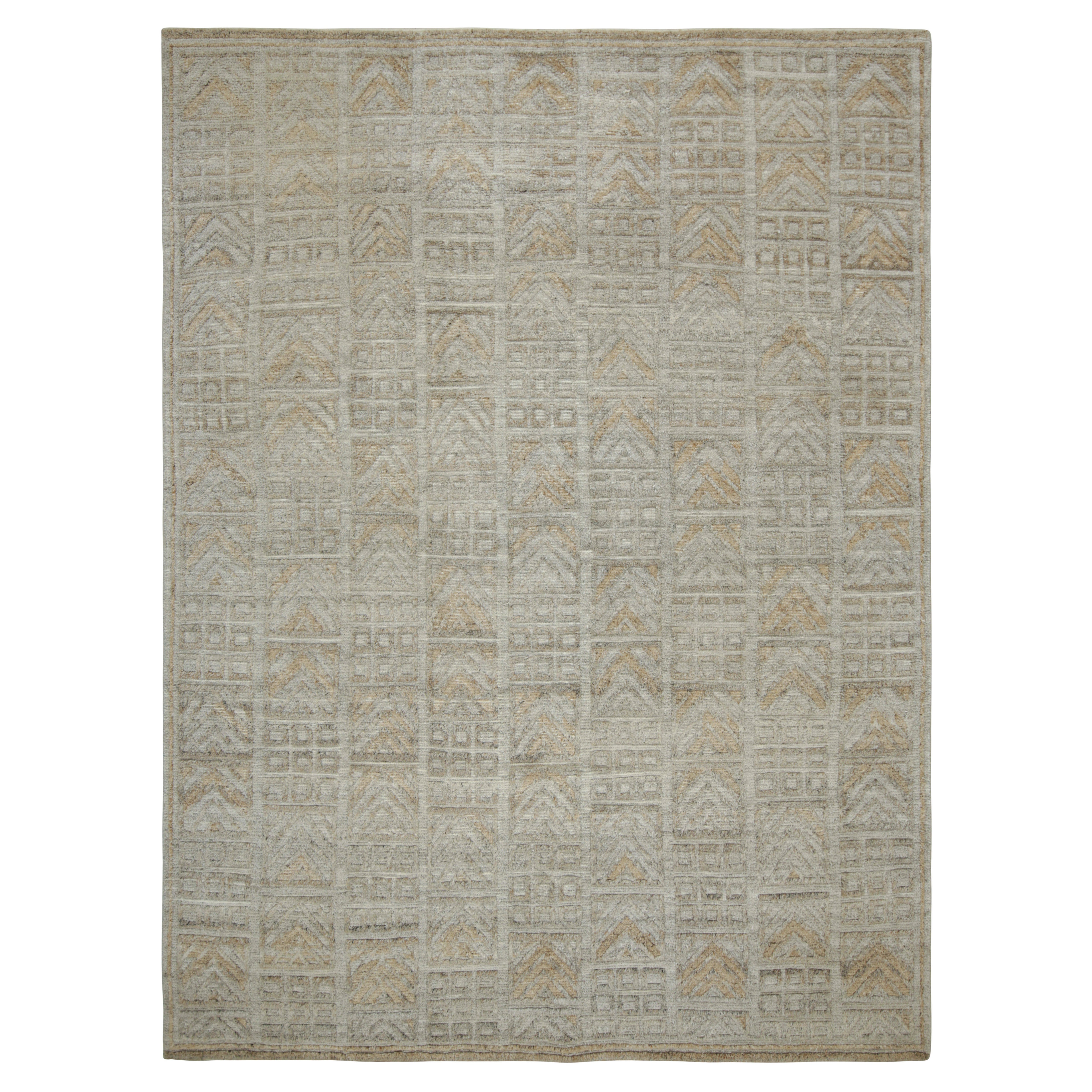 Rug & Kilim’s Outdoor Scandinavian Rug with Gray and Beige Geometric Patterns