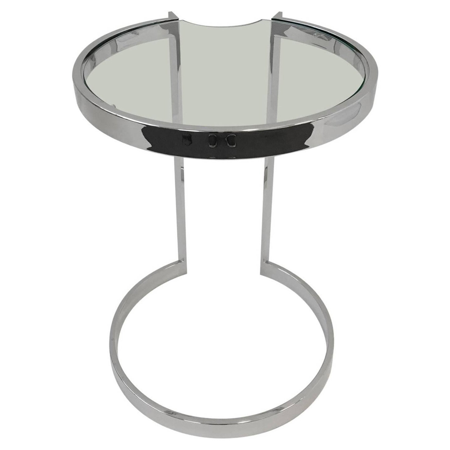 Beistelltisch aus poliertem Nickel und Glas im Stil von Milo Baughman im Angebot