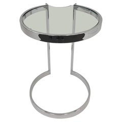 Polished Nickel and Glass Occasional Table in the Style of Milo Baughman