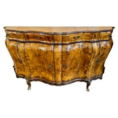 Italian Burl Walnut Bombe Sideboard