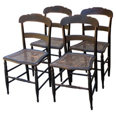 Set of Five 19th Century American Caned Faux Bois Rosewood Dining Chairs