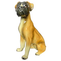 Boxer Hunde-Porzellan-Deko-Objekt aus Westdeutschland, Mitte des 20. Jahrhunderts