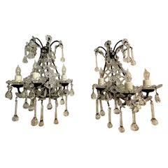 Italian Beaded Crystal Flower Sconces