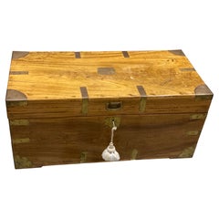 Smaller Mid-19th Century Camphor Wood Military Campaign Trunk