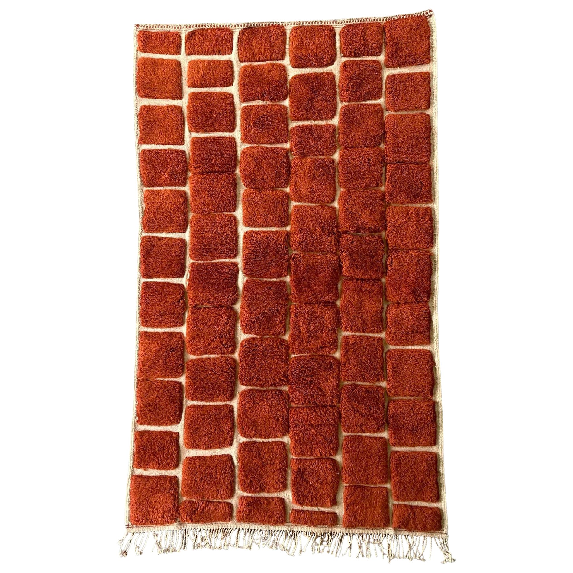 Terracotta Moroccan Rug 8x10 - Royal Nomadic  Handwoven Checkered Design