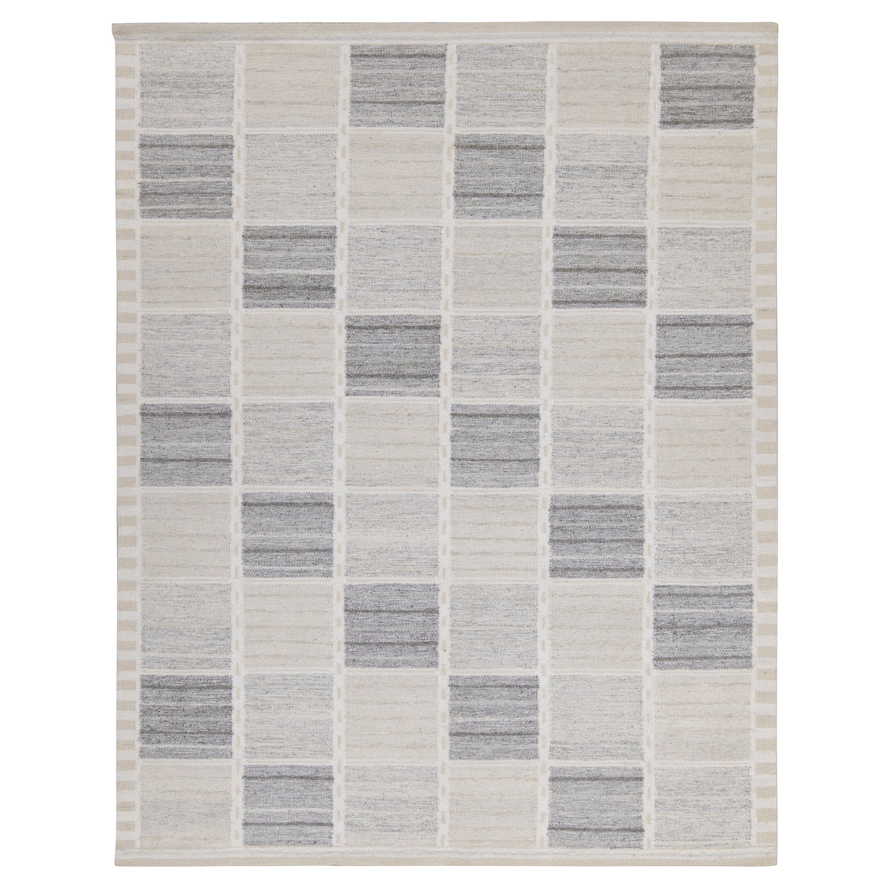 Rug & Kilims maßgefertigter Kilim-Teppich im skandinavischen Stil mit grauem, geometrischem Muster