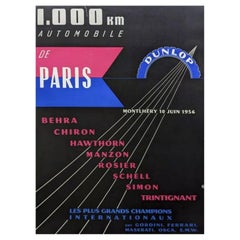 Dunlop 1000km Automobile de Paris 1956 Poster originale d'epoca