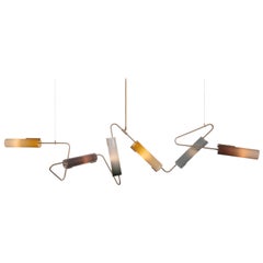 Continuum 102 Kronleuchter: Raisin, Holzkohle und orangefarbenes Glas von Avram Rusu Studio