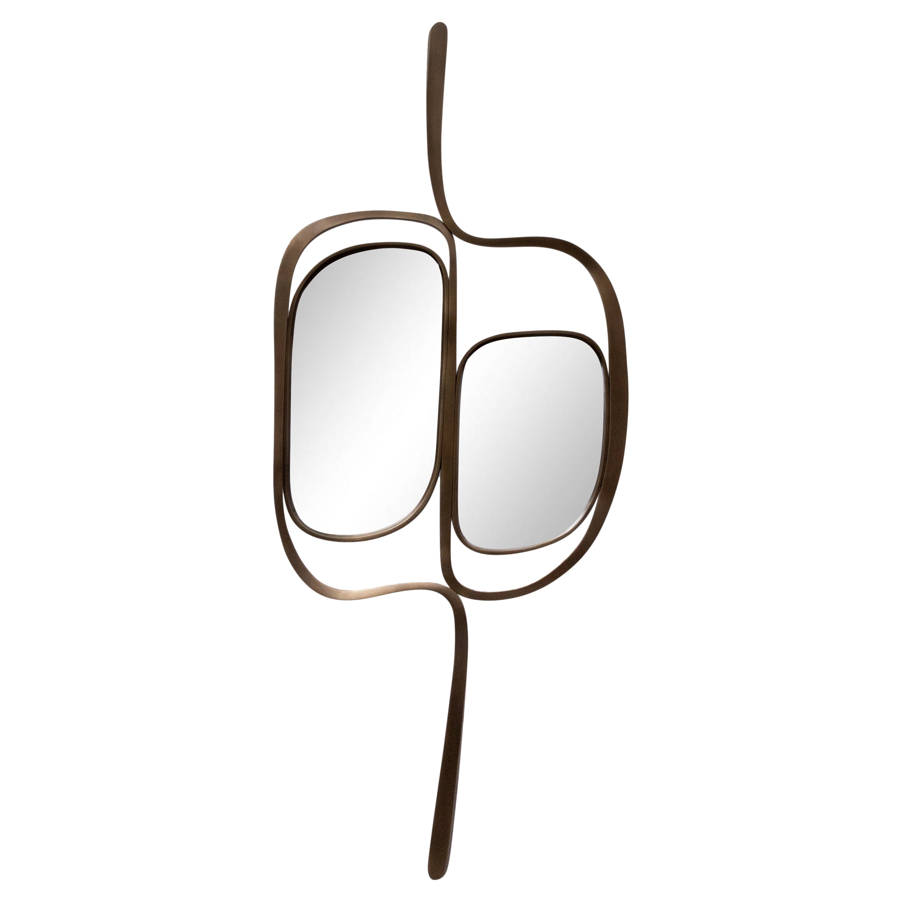 Modern Bronze Patina Messing Spiegel von R&Y Augousti