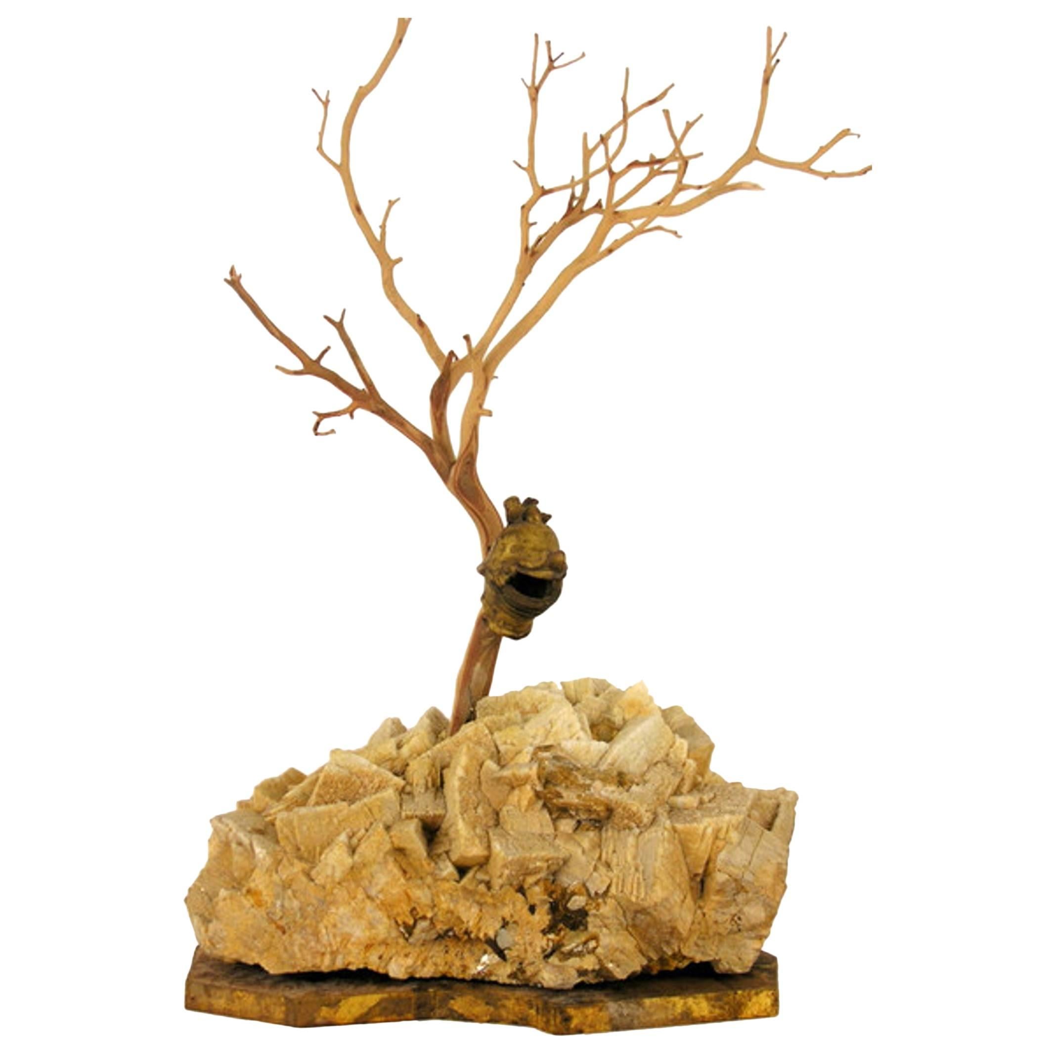 Mica in Matrix on Gold Leaf Stand For Sale