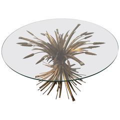 French Vintage Gilt "Sheaf of Wheat" Coffee Table, in the Style of Coco Chanel 8