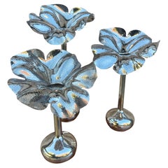 Set of Silver Plated Floral Vases by Evolucao, Brasil