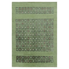 Rug & Kilim's French Art Deco Style Rug in Green with Geometric Patterns (tapis français de style Art déco à motifs géométriques)