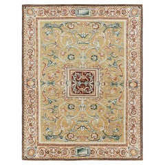 Alfombra de estilo europeo Rug & Kilim en dorado con motivos florales y medallón