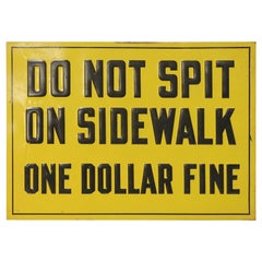 Vintage  1930s Embossed Metal Sign "One Dollar Fine" 