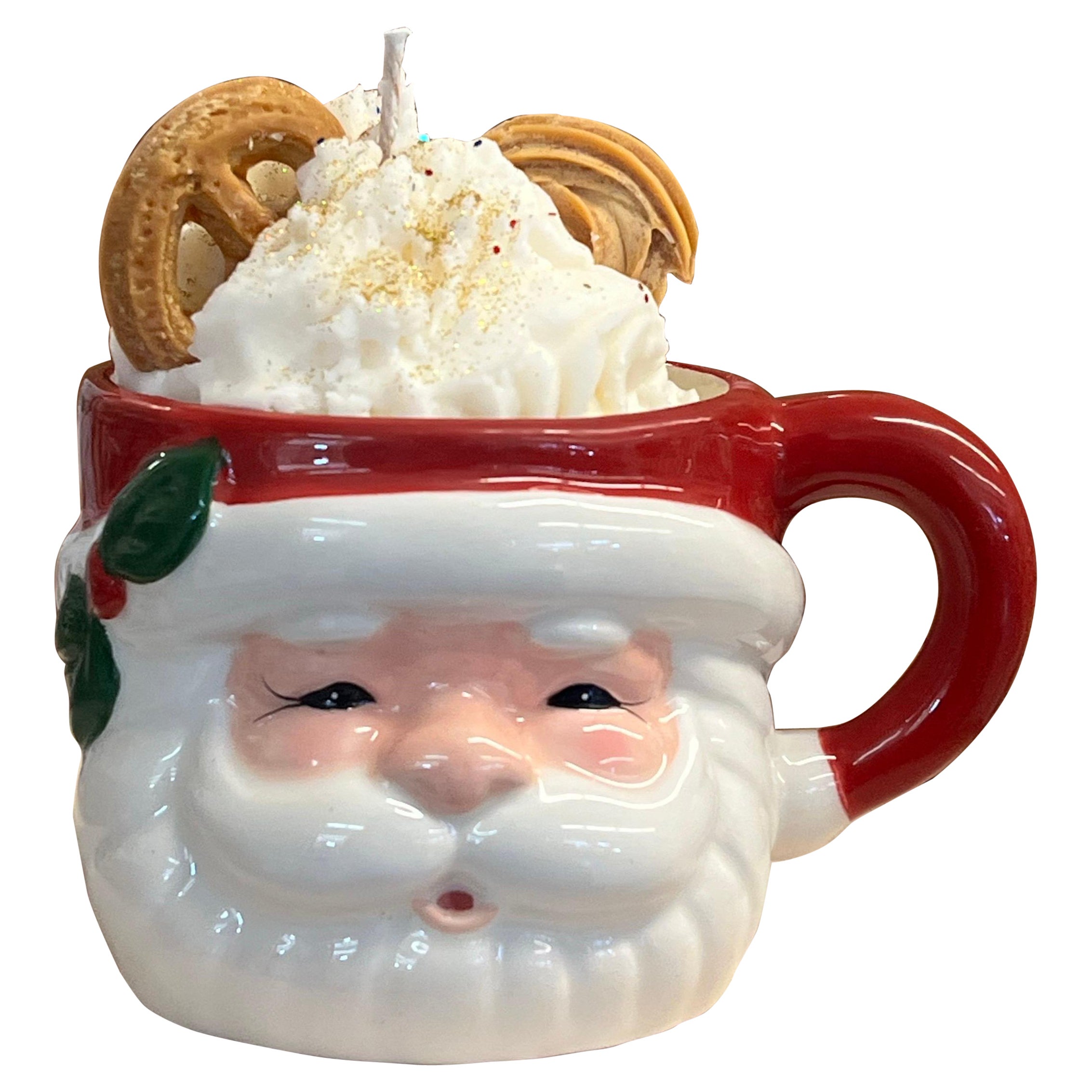 Bougie Jolly Ol dans un tasse en céramique peinte à la main avec une bougie Soy faite main en vente