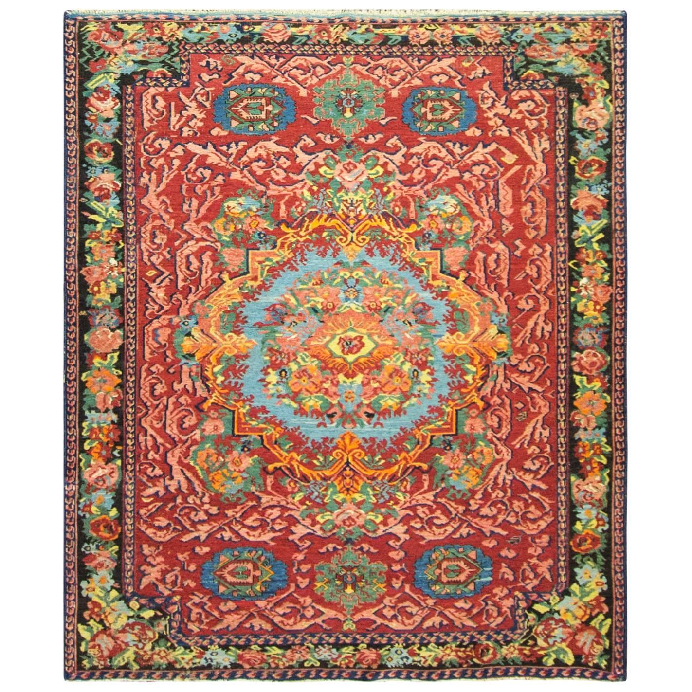 Antique Karabagh/Caucasian Soumak/kilim Rug, 5'1" x 6'4"